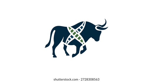 Logotipo da Bull Genetic. Logotipo do Bull DNA. Logotipo Bull Vetor Illustration.