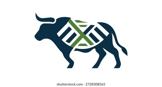 Logotipo da Bull Genetic. Logotipo do Bull DNA. Logotipo Bull Vetor Illustration.