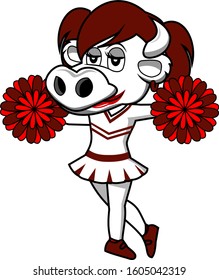 Bull girl in a cheerleader uniform vector cartoon