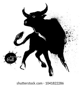 Bull graphic black and white drawing