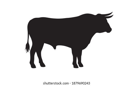 Bull graphic icon. Bullock black sign isolated on white background. Ox symbol. Vector illustration