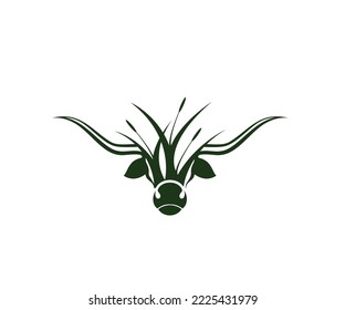 bull grass logo design icon