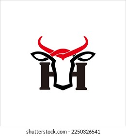 Bull H letter logo design for your mascot and product identity