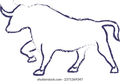 Bull hand drawn vector illustration