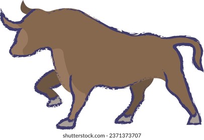 Bull hand drawn vector illustration