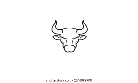Bull Head Abstract Horn Lines Logo Design Vector