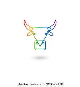 Bull head abstract isolated on a white backgrounds, vector illustration