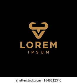 bull head abstract logo design in trendy minimal line style