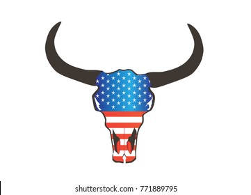 Bull head American flag, Animal skull 