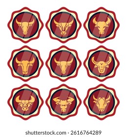 Bull Head Badge Vector Illustration