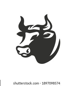 Bull Head Black On White Stock Vector (Royalty Free) 1897098574 ...