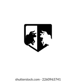 Bull head black shield vector logo . Bull icon 
