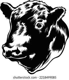 Ilustración del vector blanco y negro de la cabeza de toro