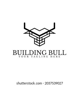 Diseño de logotipos de construcción y toro, perfecto para uso inmobiliario e hipotecario.