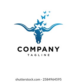 Bull Head and Butterfly Logo Icon vector