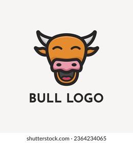 Bull head cartoon logo design simple, cow head cartoon logo design creative ideas