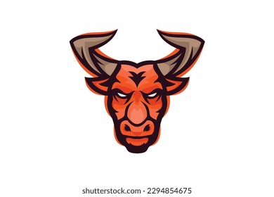 Bull head cartoon mascot logo illustration vector