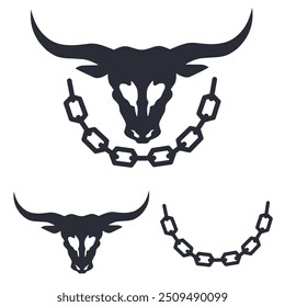 bull head and chain necklace logo template on white background