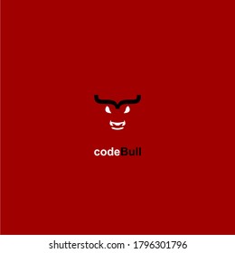 Bull head code programming script in bold logo tech development