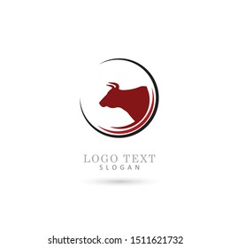 Bull Head or Cow Head Logo. Icon & Symbol Vector Template.
