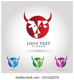 Bull Head or Cow Head Logo. Icon & Symbol Vector Template.