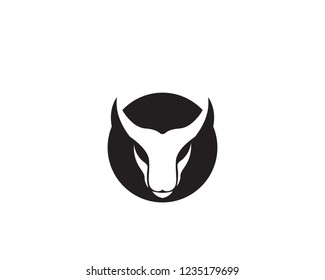 Bull head cow logo and symbol black vector
