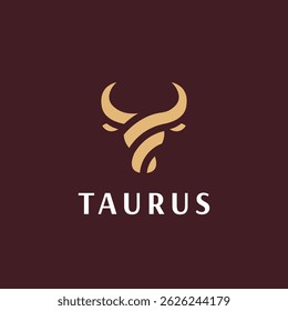 Projeto da cabeça de touro. Abstrato cabeça de touro estilizado com chifres ícone. Logotipo para churrascaria, restaurante de carne ou talho. Símbolo tauro. Ilustração vetorial.
