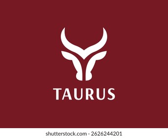 Projeto da cabeça de touro. Abstrato cabeça de touro estilizado com chifres ícone. Logotipo para churrascaria, restaurante de carne ou talho. Símbolo tauro. Ilustração vetorial.
