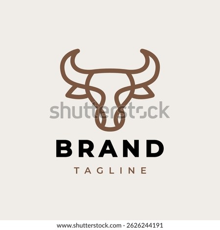 Bull Head Design. Abstract Stylized Bull Head with Horns icon. Logotype for steak house, meat restaurant or butchery. Taurus symbol. Vector illustration.
