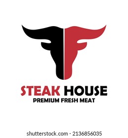 bull head design animal logo vector. bull steak house vector