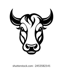 Bull Head Design Vektorgrafik Vorlage. Farm Tier Kopf Maskottchen für Logo, Emblem, Abzeichen, Label, T-Shirt.