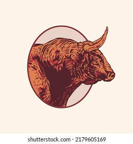 Bull head emblem, design element. Vector illustration