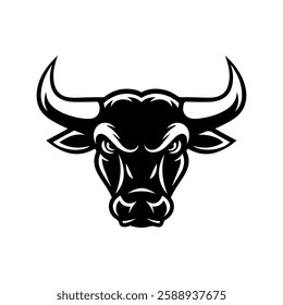 Bull head in engraving style. Design element for logo, label, emblem, sign, poster. Vector image