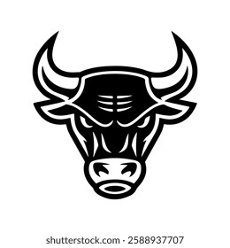 Bull head in engraving style. Design element for logo, label, emblem, sign, poster. Vector image