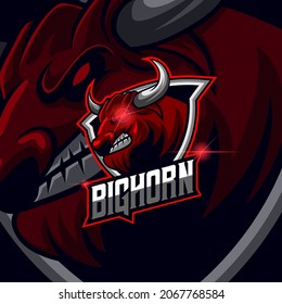 Plantilla de diseño del logotipo Bull Head E-sport