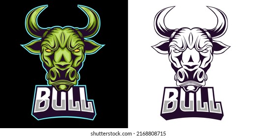 bull head esport logo mascot design