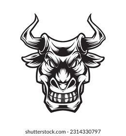 Bull Head Expression Black and White