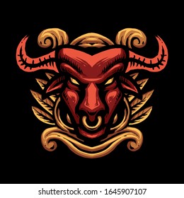 Bull head face vector illustration
