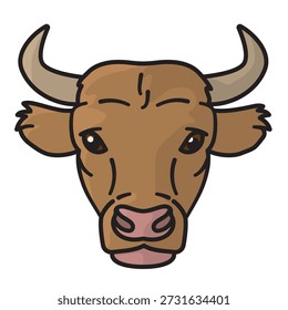 Bull head filled outline vector illustration