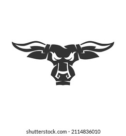 Bull Head Front Horn Icon Illustration Brand Identity