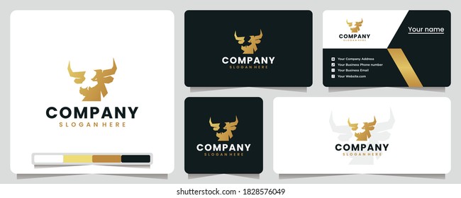 bull head ,golden , silhouette , logo design inspiration