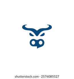 Bull head graphic design. Cow, Abstract illustration of animal head with chat on mouth. Logo design for farm service, cow industrial. Ox, bullock, neat, bison. cattle farm. buffalo, carabao. Playful.