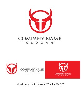 Bull head horn red logo animal 