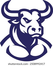 a bull head with horns and a large mouth
