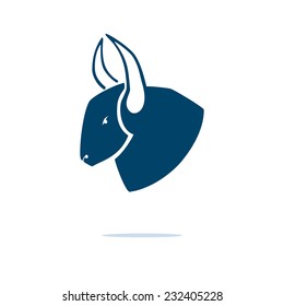 Bull head icon design in vector format. Logo. Farm Logotype concept idea.  Vector illustration.