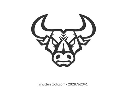 Bull head icon isolated on white background. Design element for poster, t-shirt, emblem, sign. Vector illustration