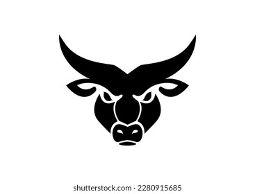 Bull Head Icon Logo Flat Design Black and White