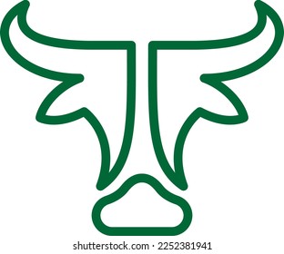 Bull head icon and logo template in abstract line art