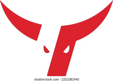Bull head icon and logo template in abstract simple shape