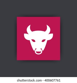 bull head icon on square, vector illustration